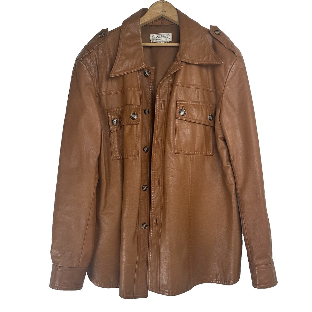 Wicking Vintage Leather Jacket Size XL 46 Camel Retro 70s Distressed Western